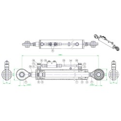 Case - IH JX70 TEVNNE356328222 hydr toplink cat 2/2 su prailgintu vožtuvo galiniu dangteliu