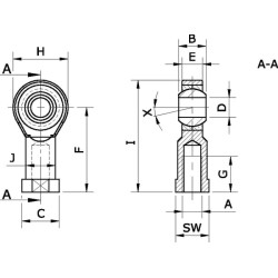 Sferinis strypo žiedas M10x1,25 RES10125
