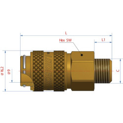 Q-Rel jungtis su 3/8" BSP išoriniu sriegiu ESM38A