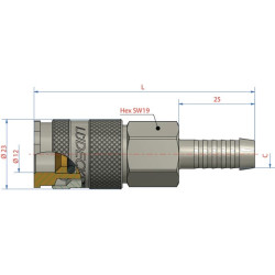 Greito atjungimo jungtis su 10 mm žarnos antgaliu ESAI10T