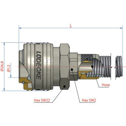 Greito atjungimo jungtis / spyruoklinė apsauga 6x8mm ESN6TQF