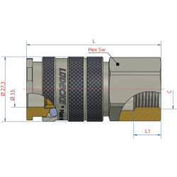 Q-Rel jungtis su 1/4" BSP vidiniu sriegiu / išoriniu sriegiu ESIG14I