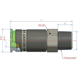 Q-Rel jungtis su 3/8" BSP išoriniu sriegiu ESACG38A