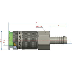 Greito atjungimo jungtis su 10 mm žarnos antgaliu ESACG10T