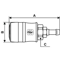Greito atjungimo apsauginė jungtis su 8 mm žarnos antgaliu ASG061808P001