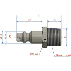 Išorinis sriegis su 1/8" BSP M sriegiu ESAI18NAS