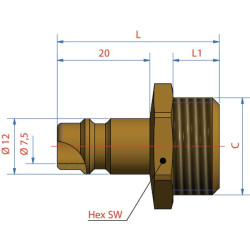 Kištukas su M14x1,5 mm išoriniu sriegiu ES1415NA