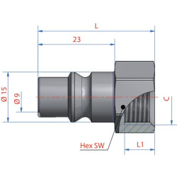 Vyriškas sriegis su 3/8" BSP išoriniu sriegiu (ESOIG38NIS)