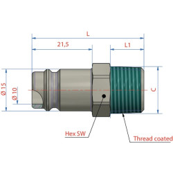 Vyriškas sriegis su 3/8" BSP išoriniu sriegiu ESIG38NAS