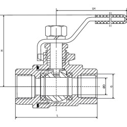 Rutulinis vožtuvas, nerūdijančio plieno, 2xF 1/2'' KS12FRVS