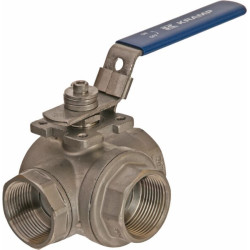 Trijų padėčių rutulinis vožtuvas T 1 1/4" nerūdijančio plieno BV3T114FSS