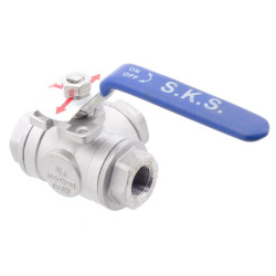 Trijų padėčių rutulinis vožtuvas T 3/8" nerūdijančio plieno BV3T38FSS