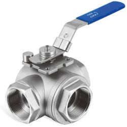 Trijų padėčių rutulinis vožtuvas T 1/4" nerūdijančio plieno BV3T14FSS