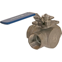 Trijų padėčių rutulinis vožtuvas T 1 1/2" nerūdijančio plieno BV3T112FSS