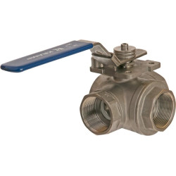 Trijų padėčių rutulinis vožtuvas L 1 1/2" nerūdijančio plieno BV3L112FSS