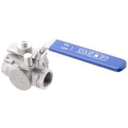 Trijų padėčių rutulinis vožtuvas L 3/4" nerūdijančio plieno BV3L34FSS