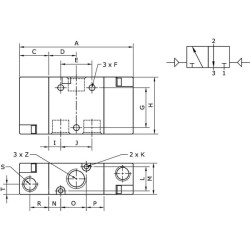 Vožtuvas, 3/2, pneumatinis, 1/4 colio PV32B14
