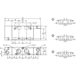 Vožtuvas, 5/3, oro valdymo 1/2" PV53M12CC
