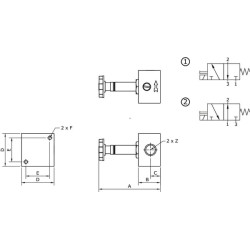 Solenoidinis vožtuvas NC-1/8" 3/2 eigos SOVD32M18NC