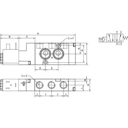 Solenoidinis vožtuvas 5/2 eigų Namur SOVNAMUR52M14