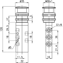 Vožtuvas, 5/2 mygtukas 358975