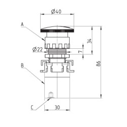 Mini vožtuvo mygtukas 3/2 padėčių 200972