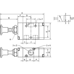 Svirtinis vožtuvas 3/2 mygtuko 1/4" MAB32M14NC