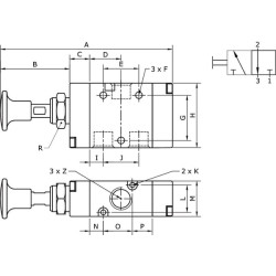 Svirtinis vožtuvas 3/2 mygtuko 1/8" MAB32B18