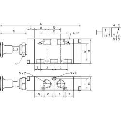 Svirtinis vožtuvas 5/2 mygtuko 1/8" MAB52B18