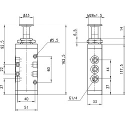 Vožtuvas, 5/2 stūmimo/traukimo vožtuvas 454910
