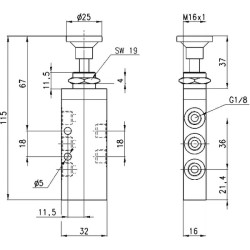 Vožtuvas, 5/2 stūmimo/traukimo vožtuvas 358915