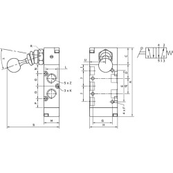 Svirtinis vožtuvas 5/2 rankų 1/8" MAL52M18