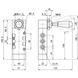 Vožtuvas, 5/3 rankenėlė 464905
