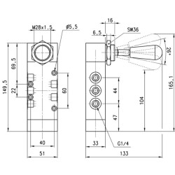Vožtuvas, 5/3 rankenėlė 474905