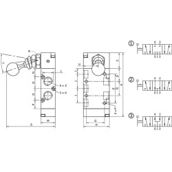 Svirtinis vožtuvas 5/3 rankų 1/4" MAL53B14PC