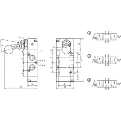 Svirtinis vožtuvas 5/3 rankų 1/4" MAL53M14PC
