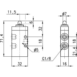 Vožtuvas, valdomas 3/2 kotu 338945
