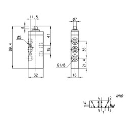 Vožtuvas, valdomas 5/2 kotu 358945