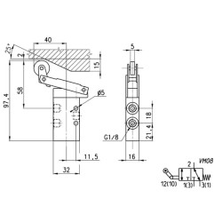 Vožtuvas, 3/2, valdomas ritinine svirtimi 338965