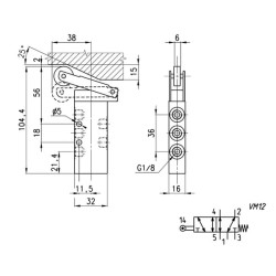 Vožtuvas, 5/2, valdomas ritinine svirtimi 358955