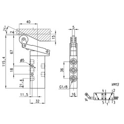 Vožtuvas, 5/2, valdomas ritinine svirtimi 358965