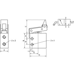 Vožtuvas 3/2-svirtis M5 MEUDRL32M5NC