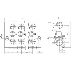 Kolektoriaus blokas 1/4" 4 dalių PVBP144