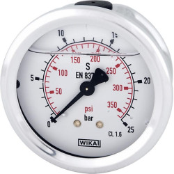 Glicerino manometras 63 mm 25 bar, galinis tvirtinimas B711W063025T