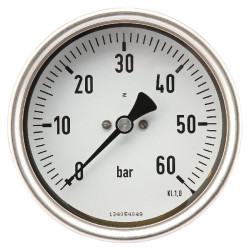 Slėgio matuoklis Ø100 0–60 bar 1/2 colio galinis MA10060B08SSGF