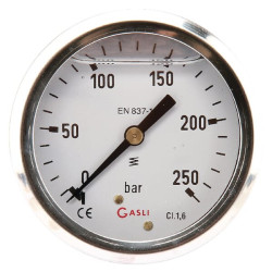 Slėgio matuoklis Ø63 0–250 bar 1/4 colio galinis MA63250B04SSGF