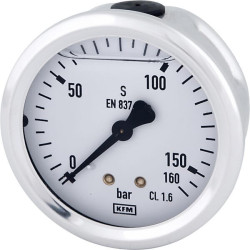 Glicerino manometras 63 mm 160 bar, galinis tvirtinimas B711W063160T