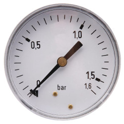 Slėgio matuoklis Ø63 0–1,6 bar 1/4 colio galinis MA63016B04ST