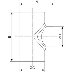 Prevost T formos jungtis 32x25x32 90° PVRTER3225
