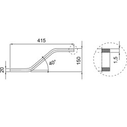 Aliuminio linijos S formos jungtis Ø 20 mm 011LA0301